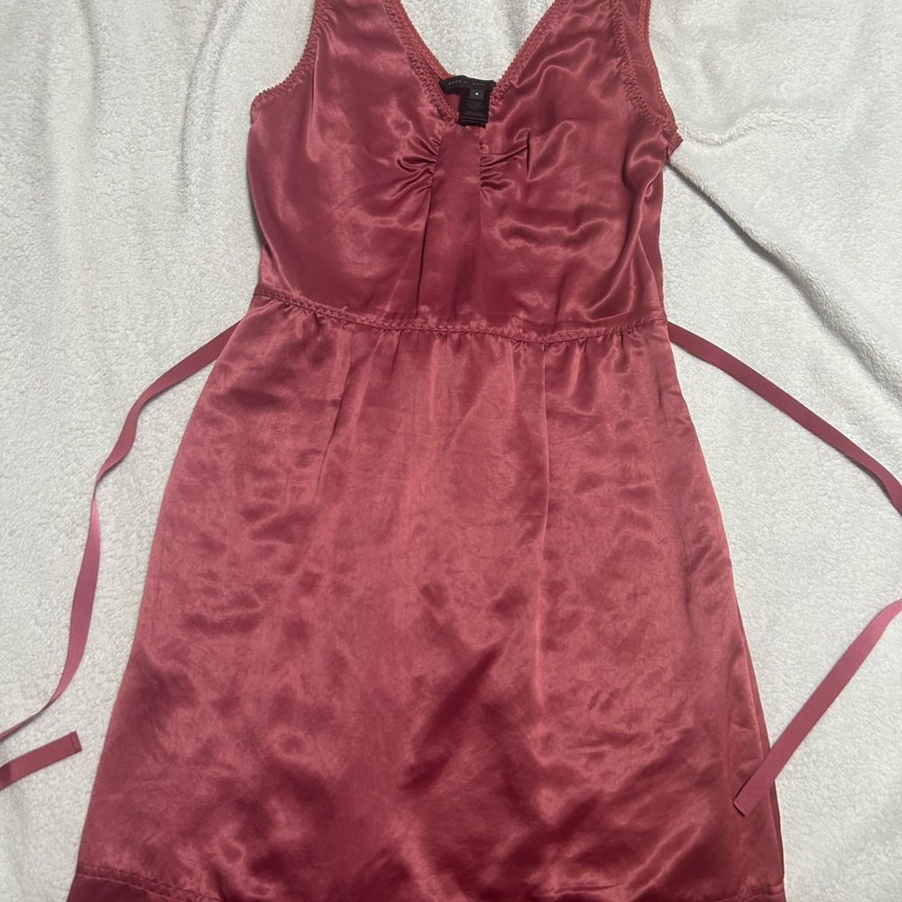 Marc By Marc Jacobs Pink Ruched Tie Front Midi Dress